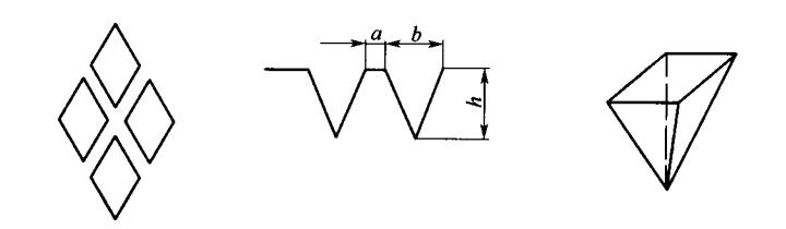 四菱形網(wǎng)孔棱錐形網(wǎng)穴示意